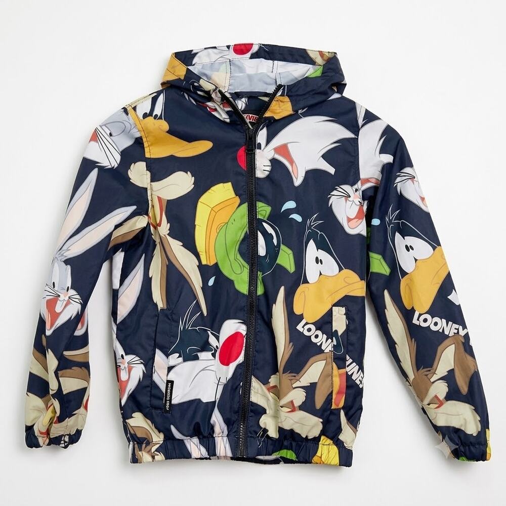 Looney Tunes x Members Only Bomber Windbreaker Jacket Black Hooded Boys 8